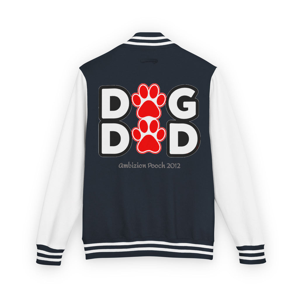 Dog Dad Paw Print Embroidered Varsity Jacket
