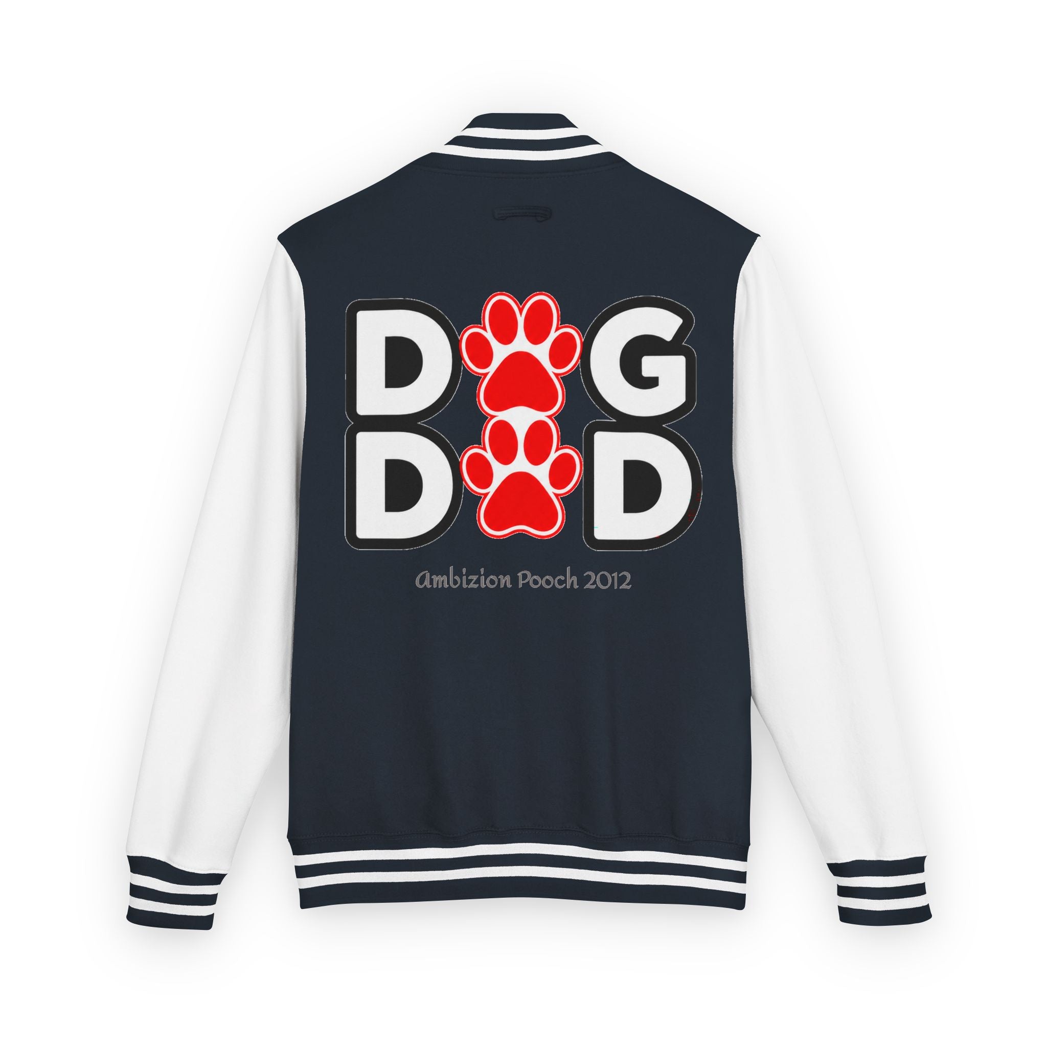 Dog Dad Paw Print Embroidered Varsity Jacket