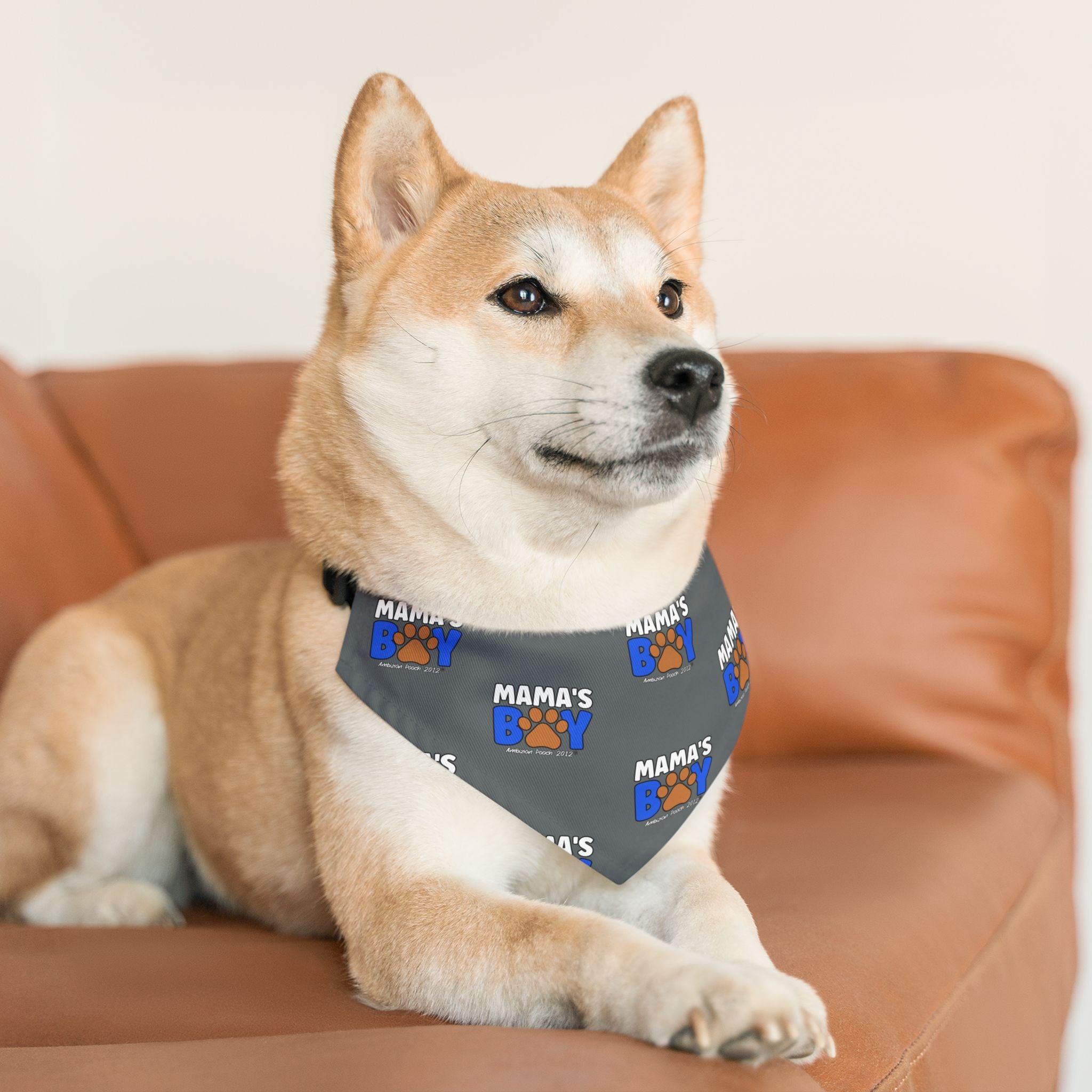 Mama's Boy Pet Bandana Collar Dark Grey