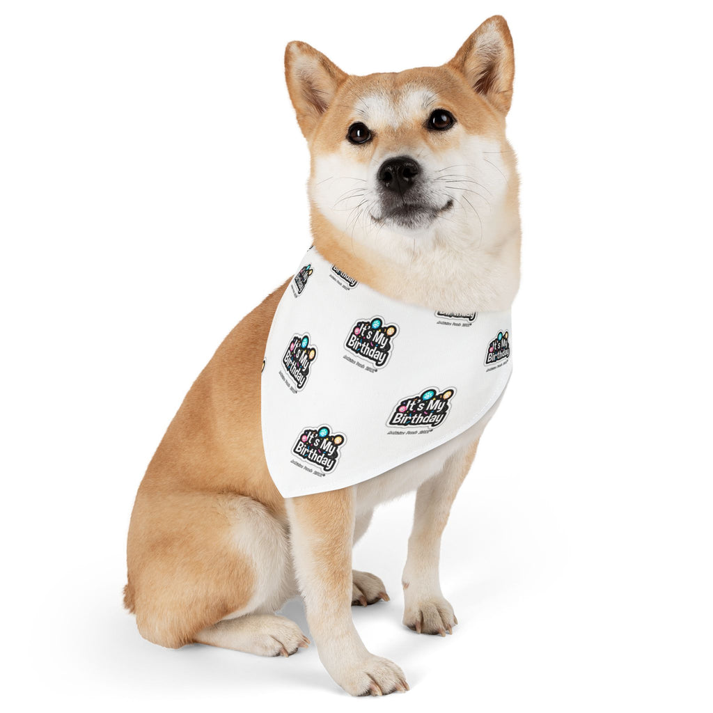 It's My Birthday Celebration Doggie Bandana Collar - White