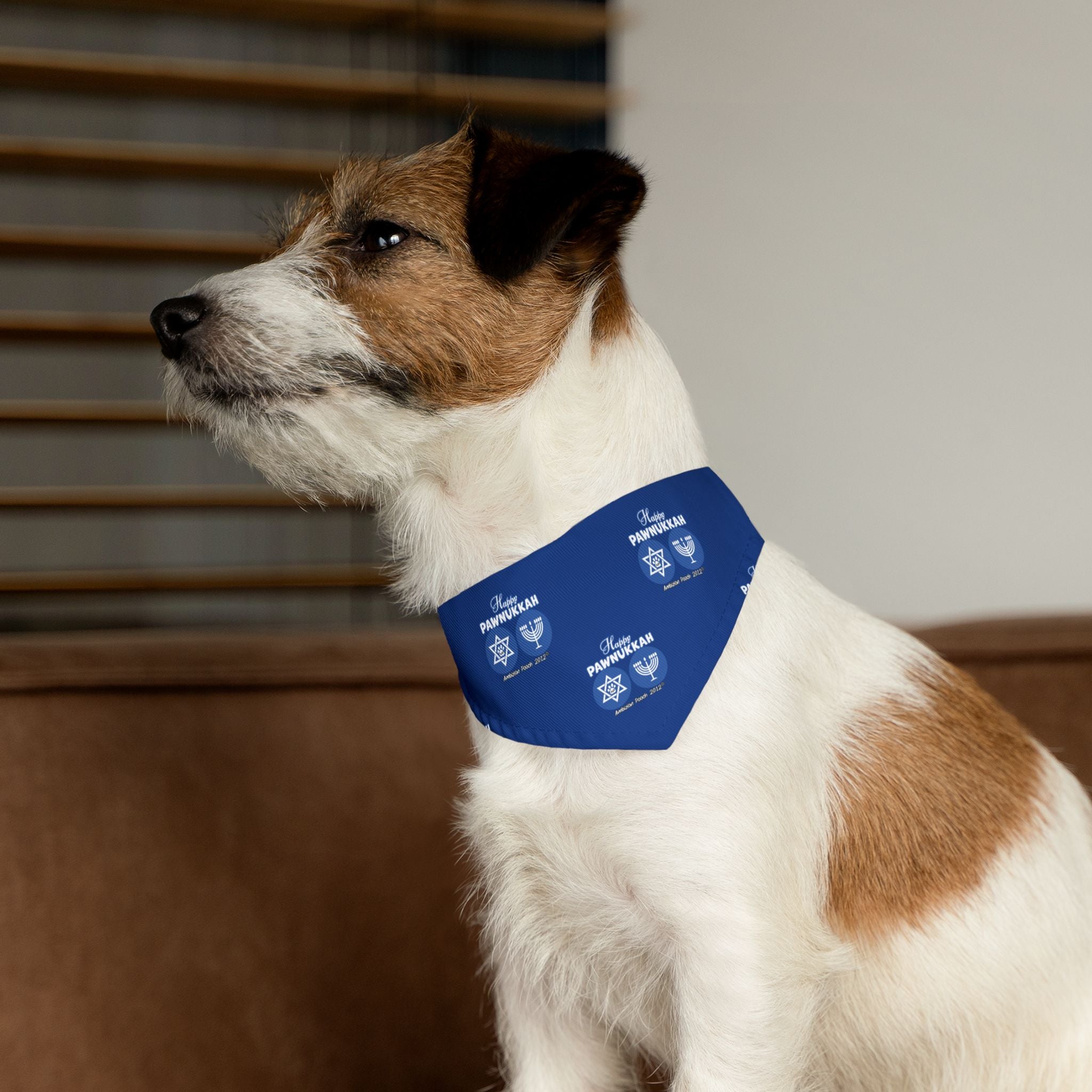 Happy Pawnukkah Doggie Bandana Collar - Blue