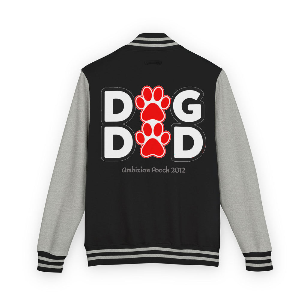 Dog Dad Paw Print Embroidered Varsity Jacket