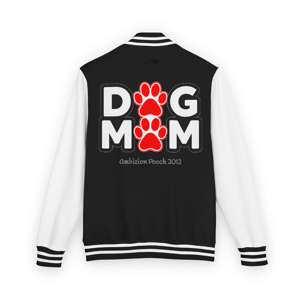 Dog Mom Paw Print Embroidered Varsity Jacket