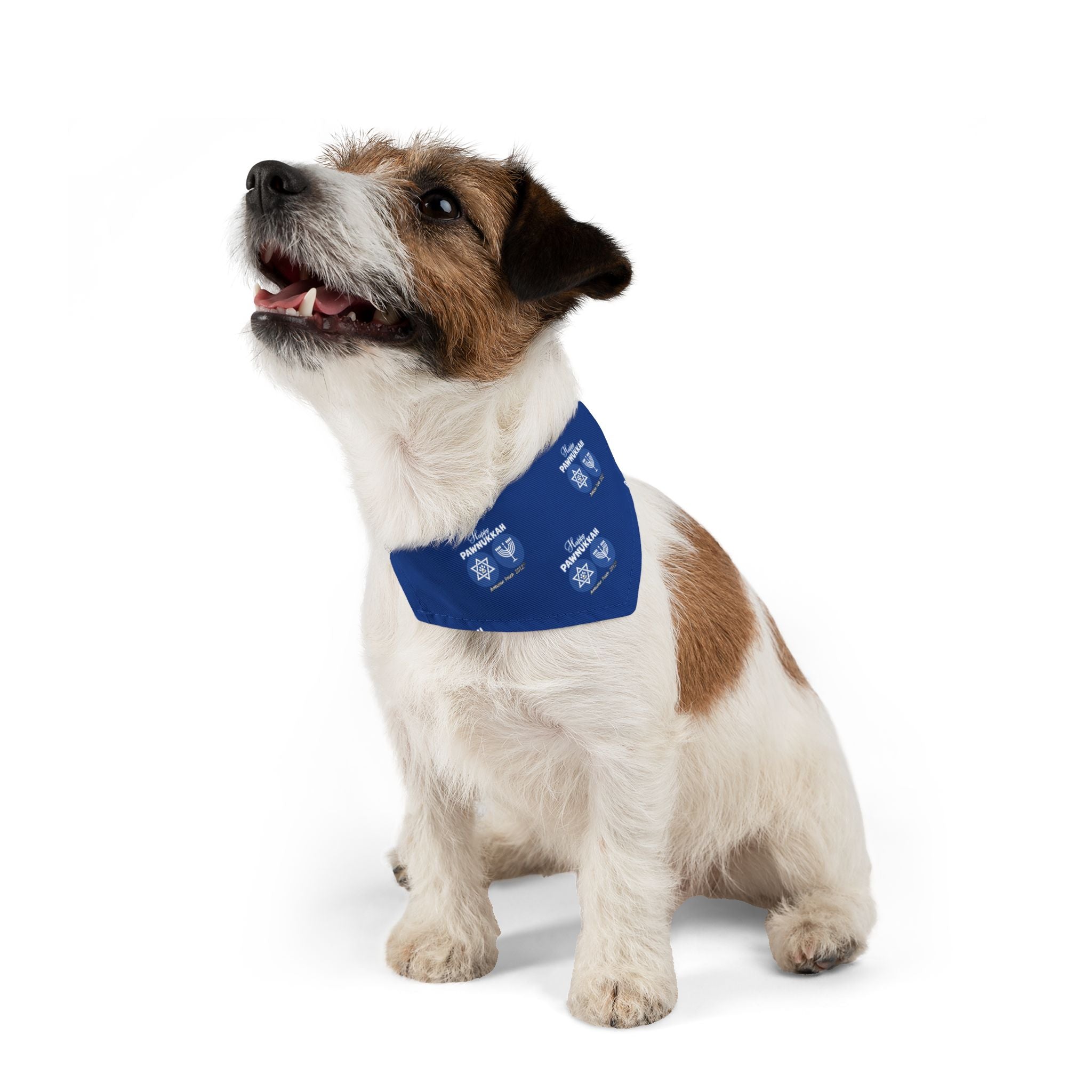 Happy Pawnukkah Doggie Bandana Collar - Blue