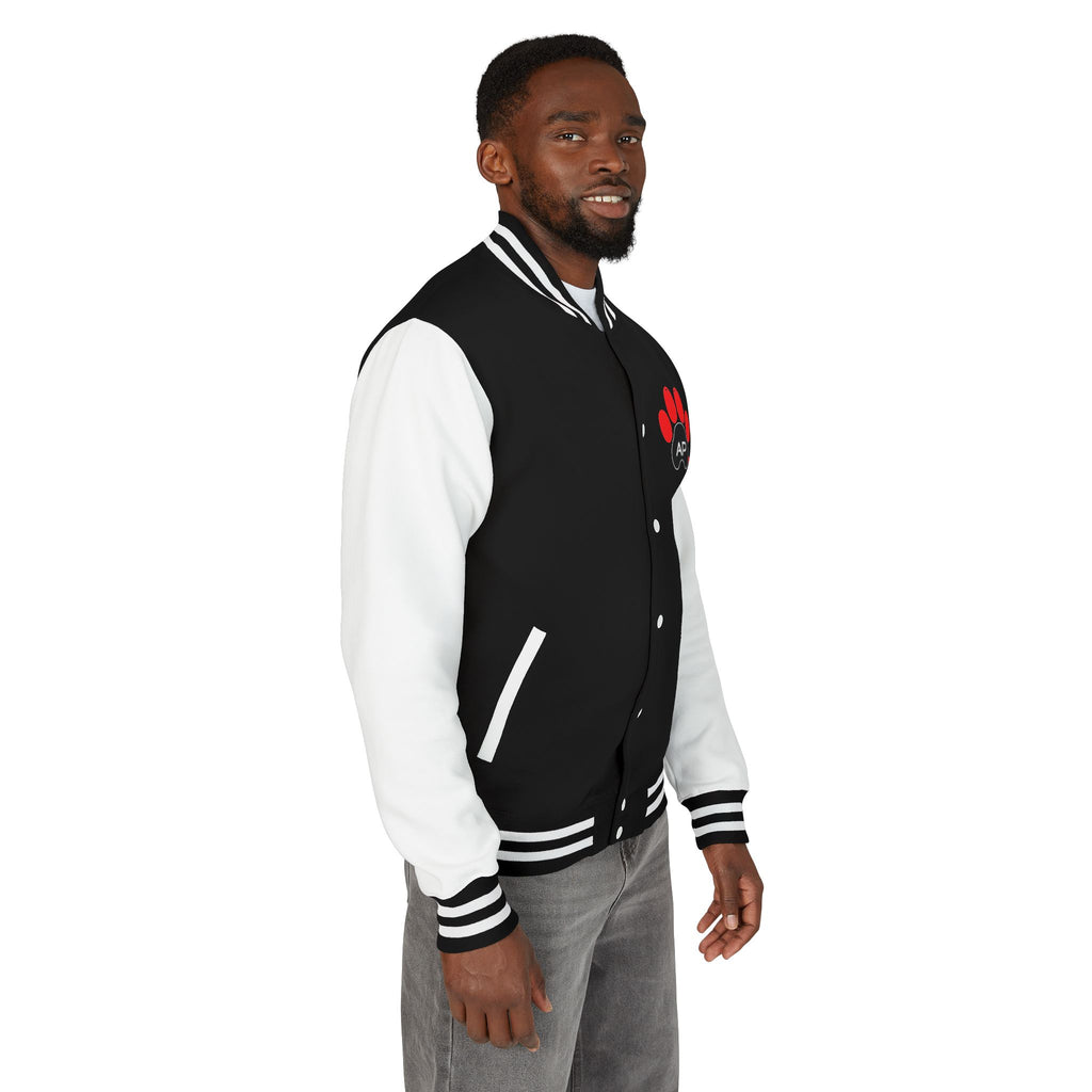 Dog Dad Paw Print Embroidered Varsity Jacket