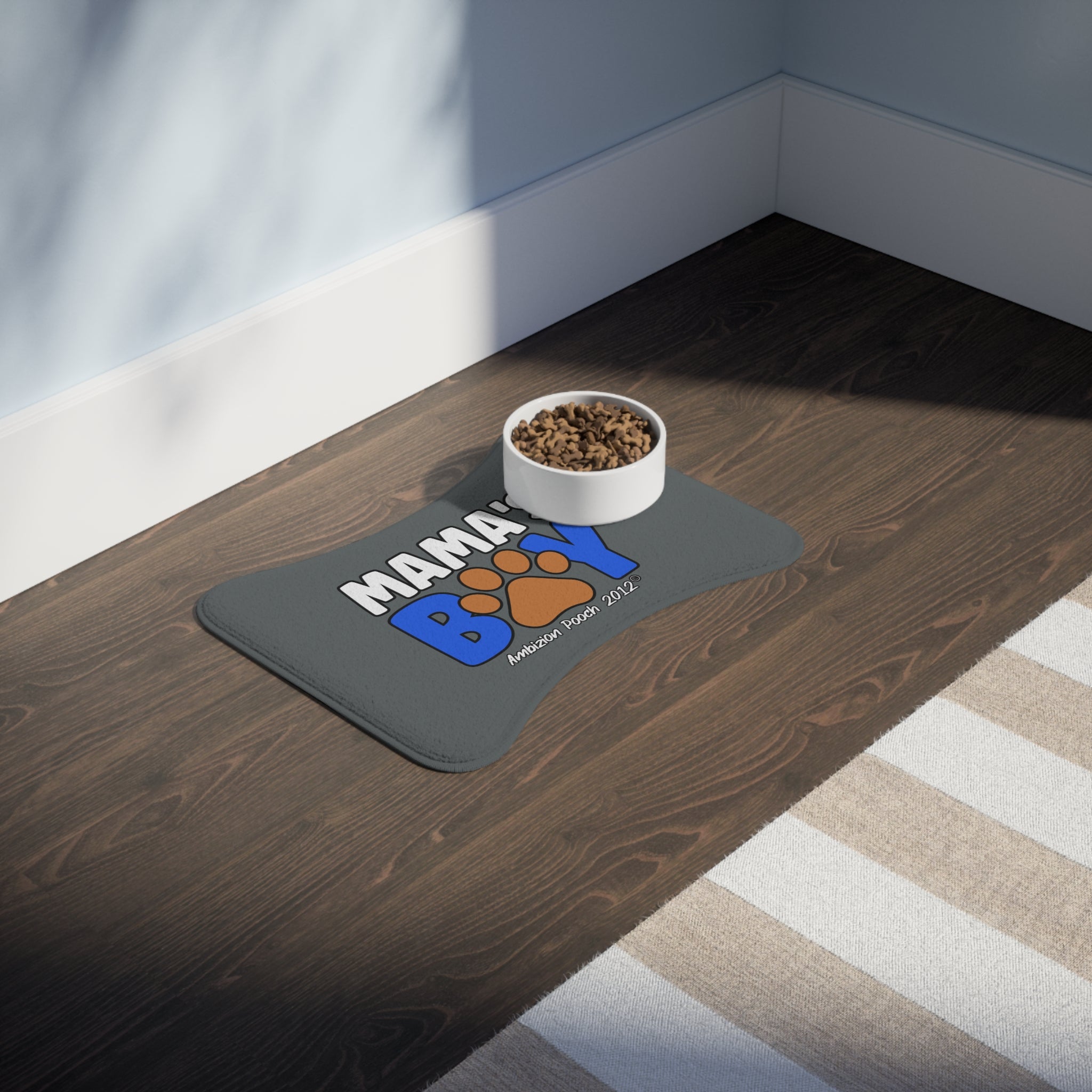 Mama's Boy Pet Feeding Mat Grey