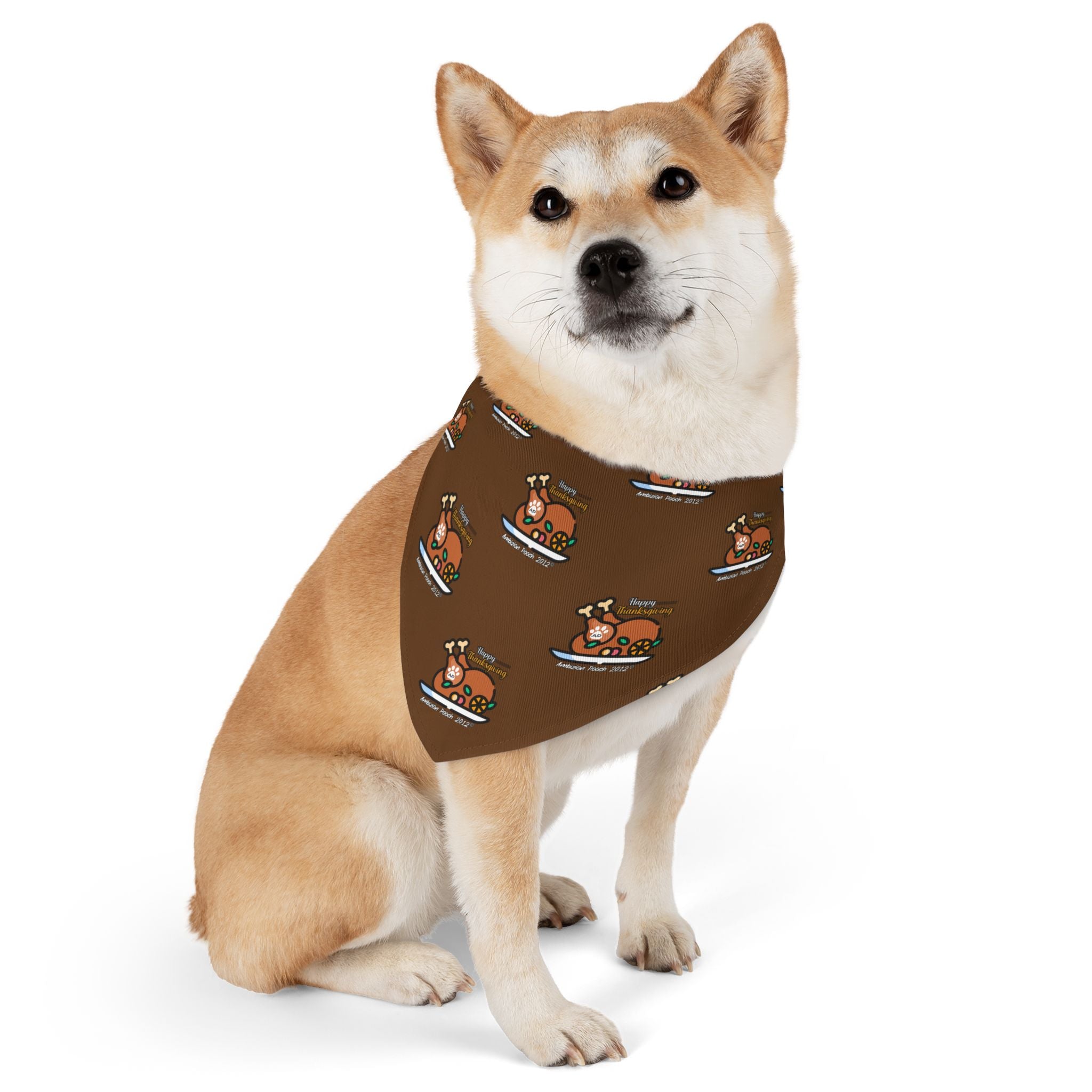 Thanksgiving Doggie Bandana Collar - Brown