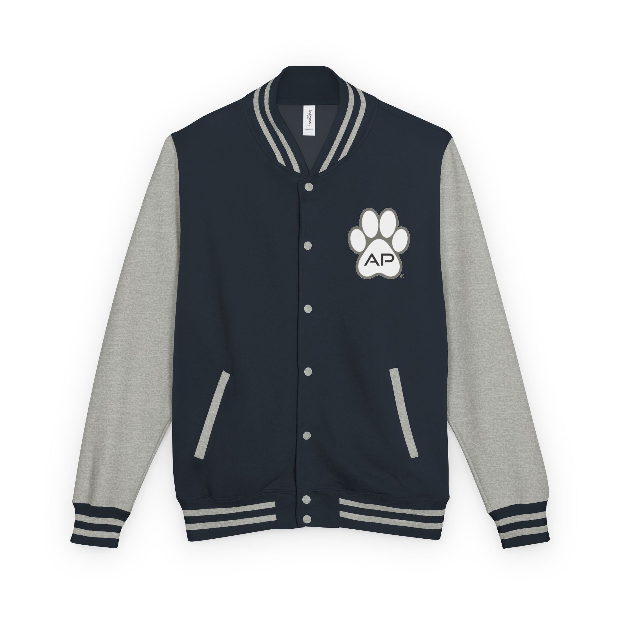 Dog Mom Paw Print Embroidered Varsity Jacket