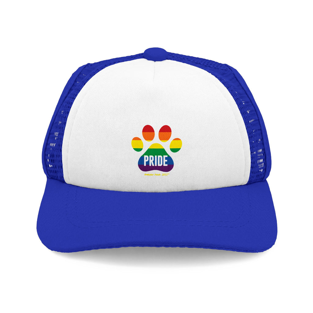 PRIDE Trucker Doggy Hat - Retro Embroidered Foam Cap for Dogs