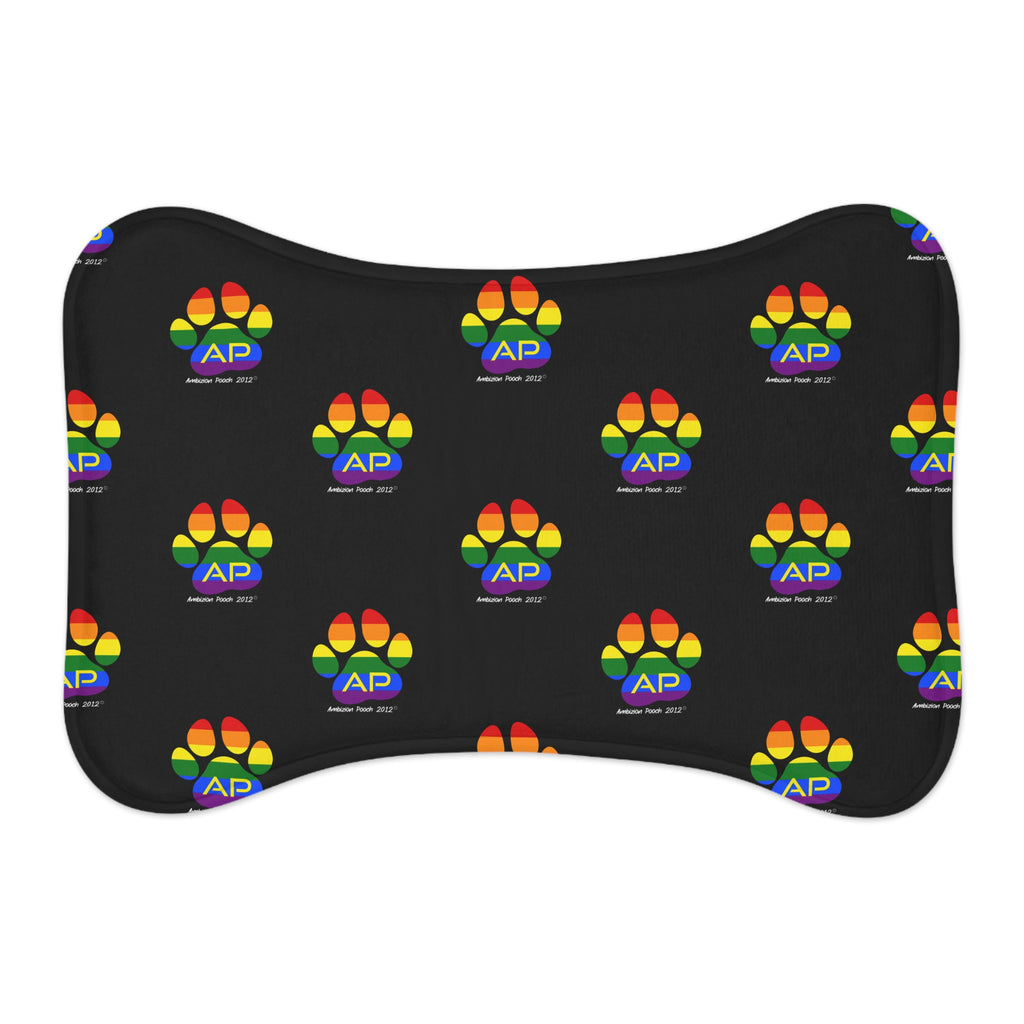 Ambizion Pooch Rainbow Paw Monogram Pet Feeding Mat Black (LGBTQ)