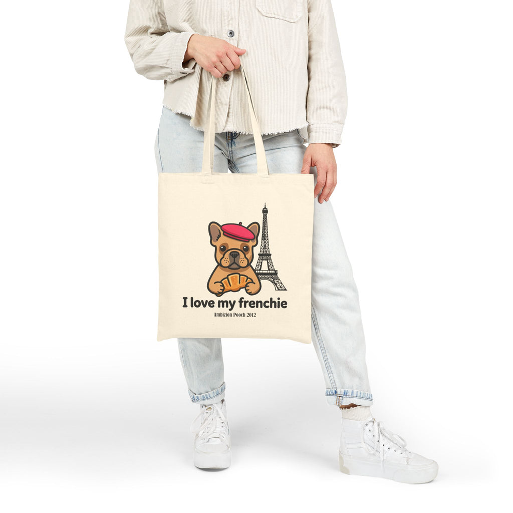 I Love My Frenchie Cotton Canvas Tote Bag