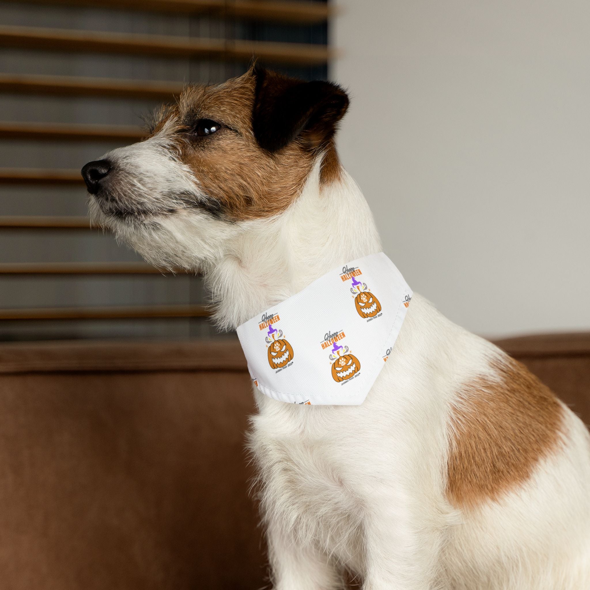 Happy Halloween Bandana Collar for Dogs - White