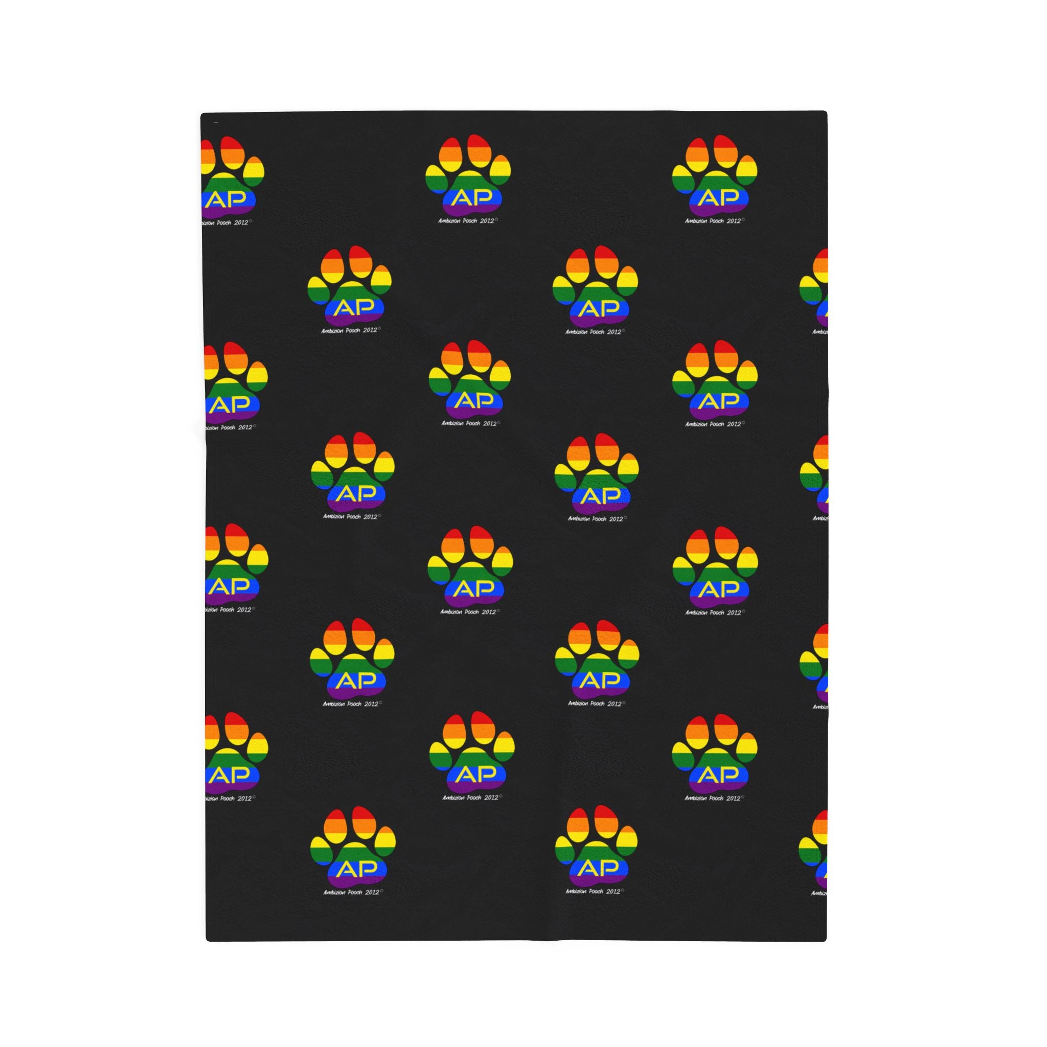Ambizion Pooch Rainbow Paw Monogram Velveteen Plush Doggy Blanket (LGBTQ)