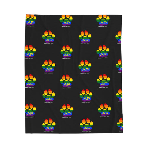 Ambizion Pooch Rainbow Paw Monogram Velveteen Plush Doggy Blanket (LGBTQ)