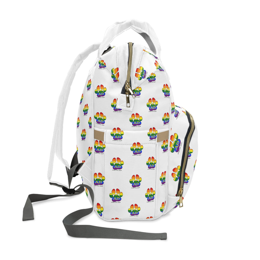 Ambizion Pooch Rainbow Paw Monogram Puppy/Doggy Backpack White (LGBTQ)