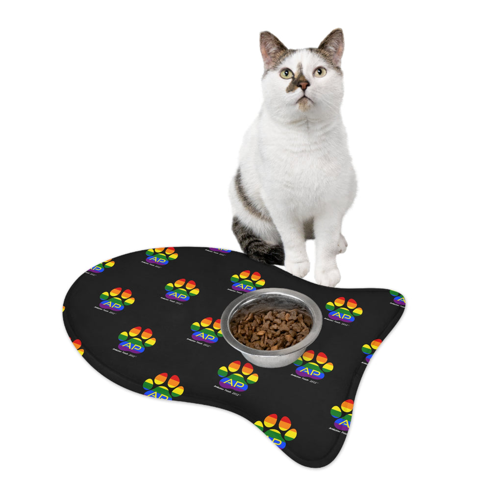 Ambizion Pooch Rainbow Paw Monogram Pet Feeding Mat Black (LGBTQ)