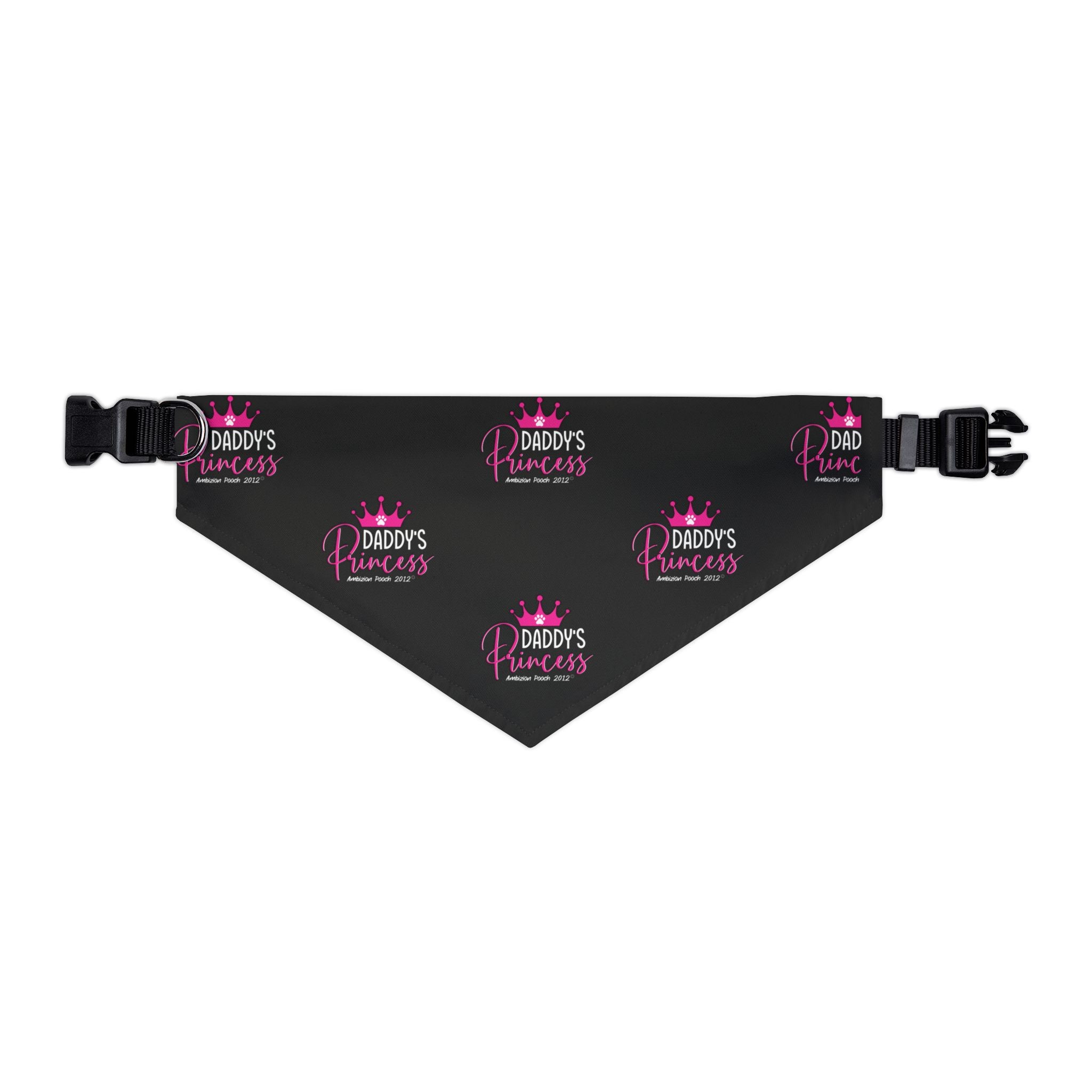 Daddy's Princess Pet Bandana Collar Black