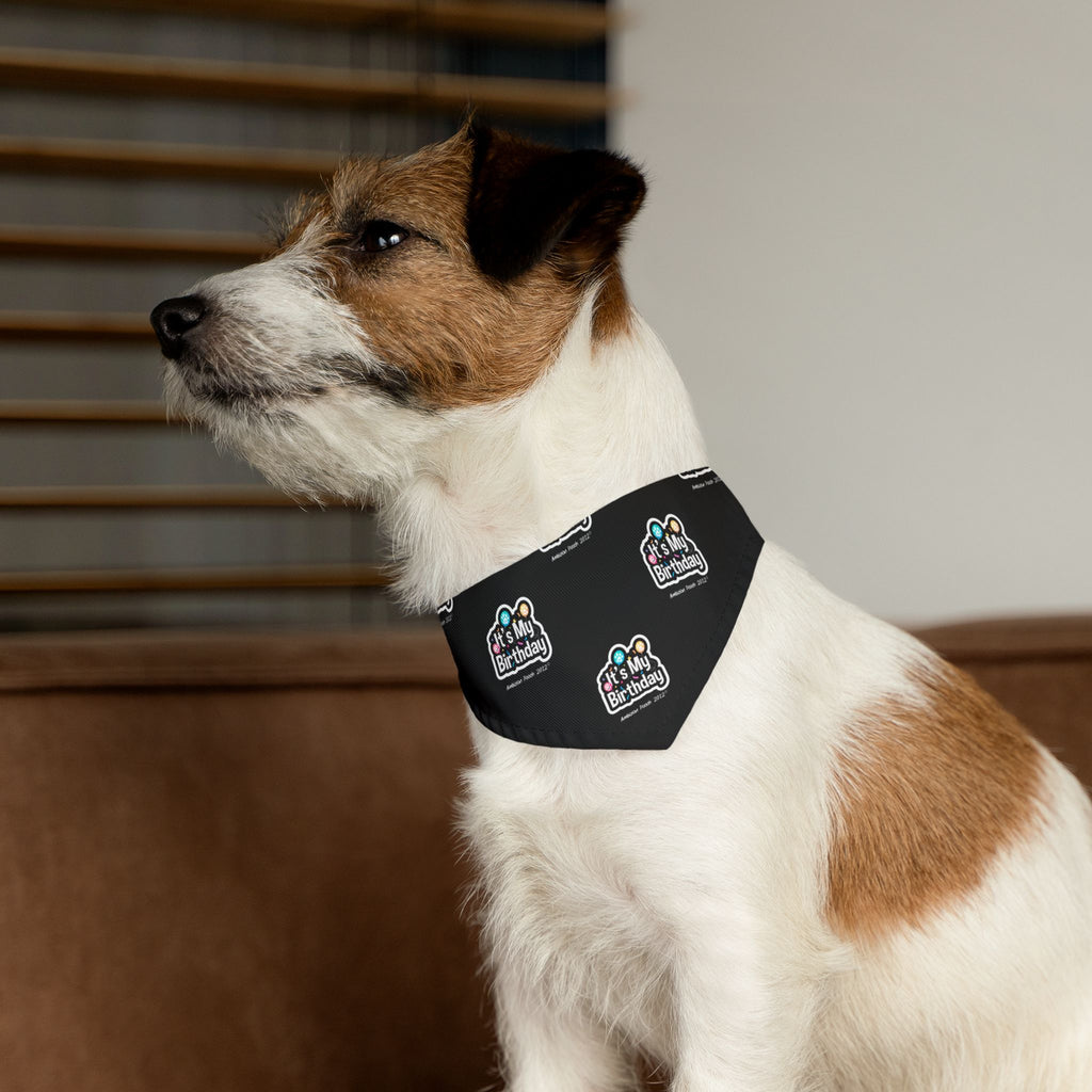 It's My Birthday Celebration Doggie Bandana Collar - Black