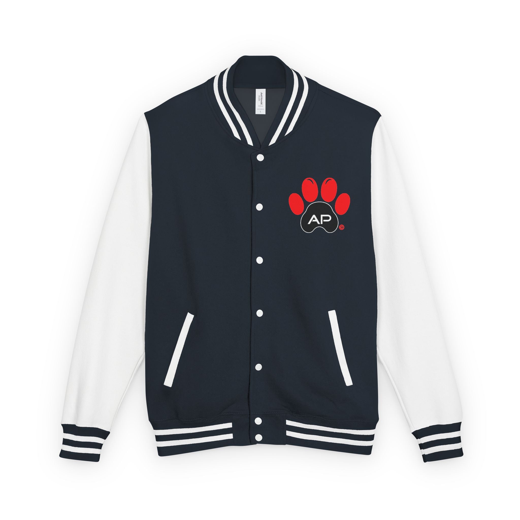 Dog Dad Paw Print Embroidered Varsity Jacket