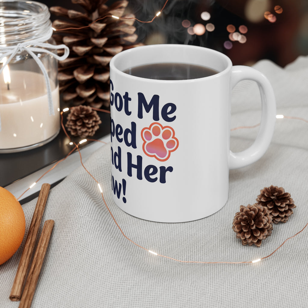 "She’s Got Me Wrapped Around Her Paw" Cute Dog Lover Coffee Mug 11oz