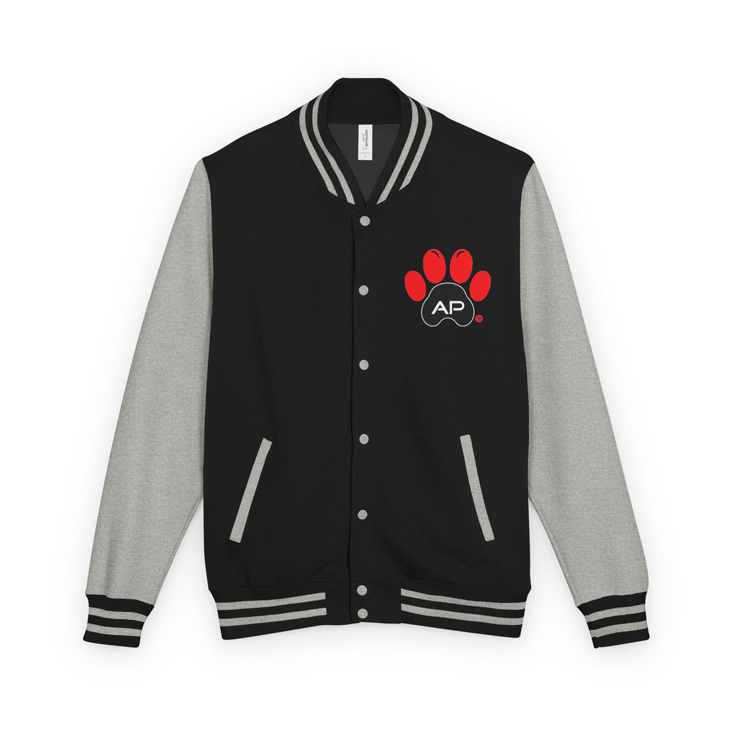 Dog Mom Paw Print Embroidered Varsity Jacket