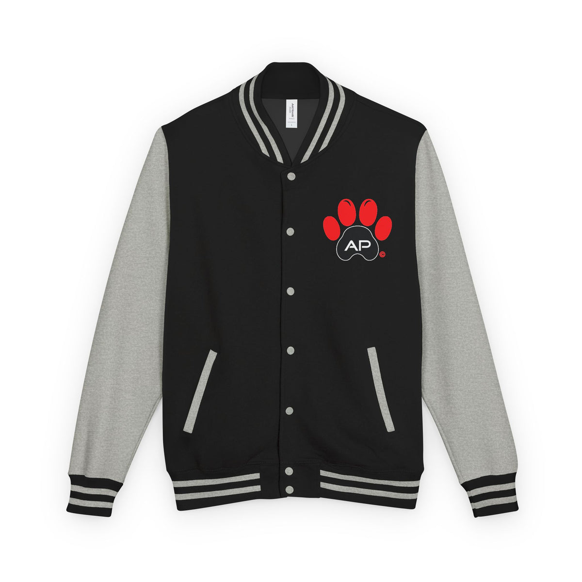 Dog Mom Paw Print Embroidered Varsity Jacket