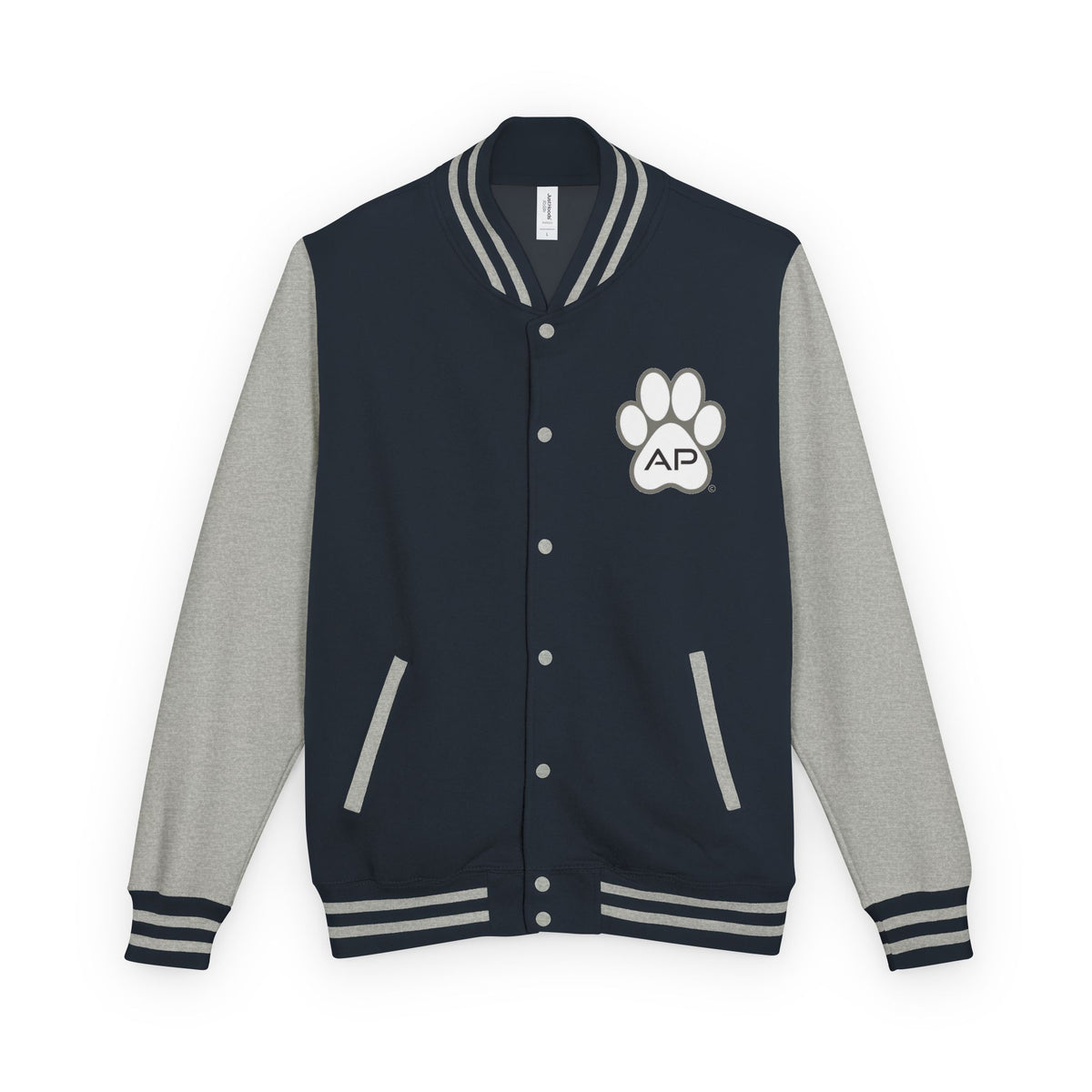 Dog Mom Paw Print Embroidered Varsity Jacket