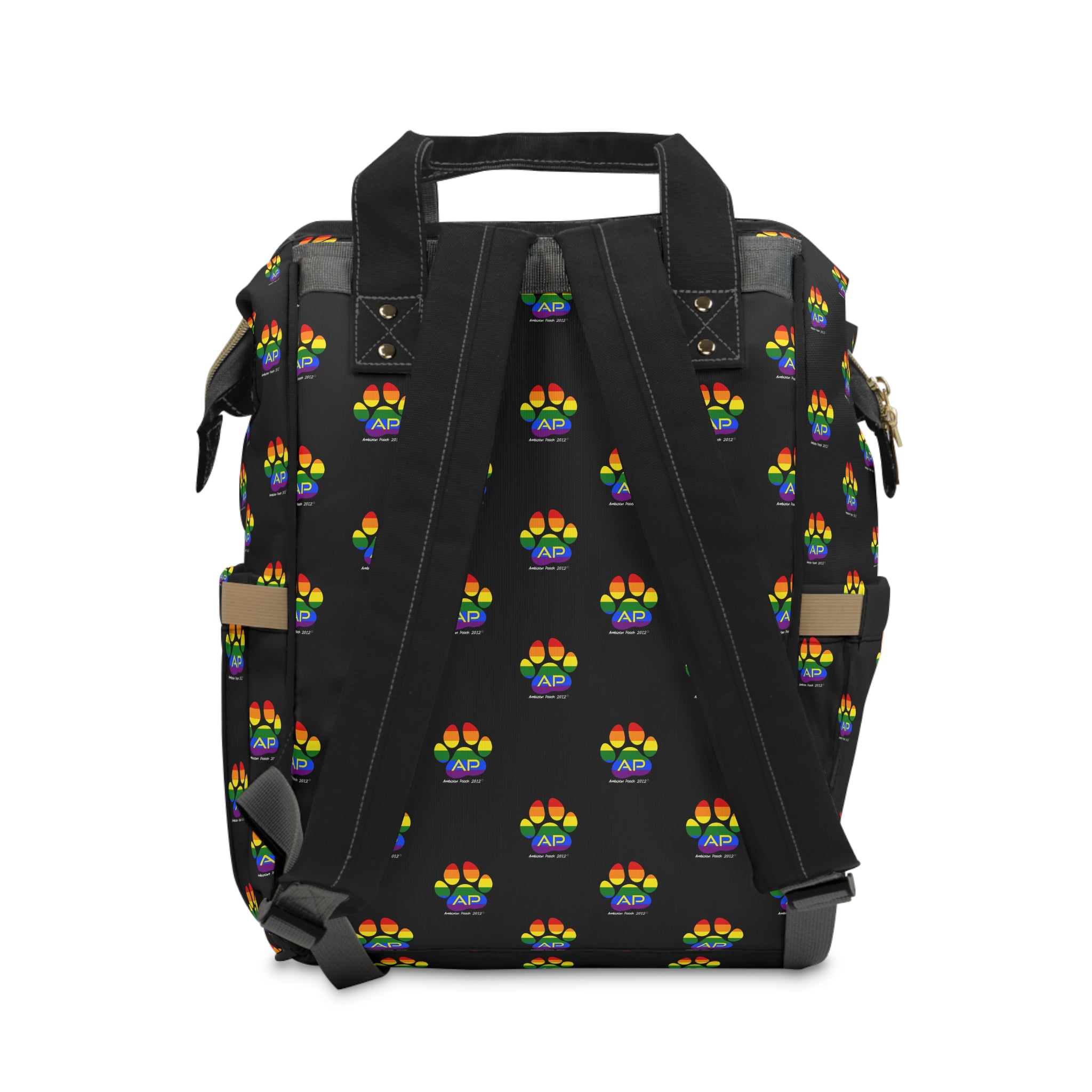 Ambizion Pooch Rainbow Paw Monogram Puppy/Doggy Backpack Black (LGBTQ)
