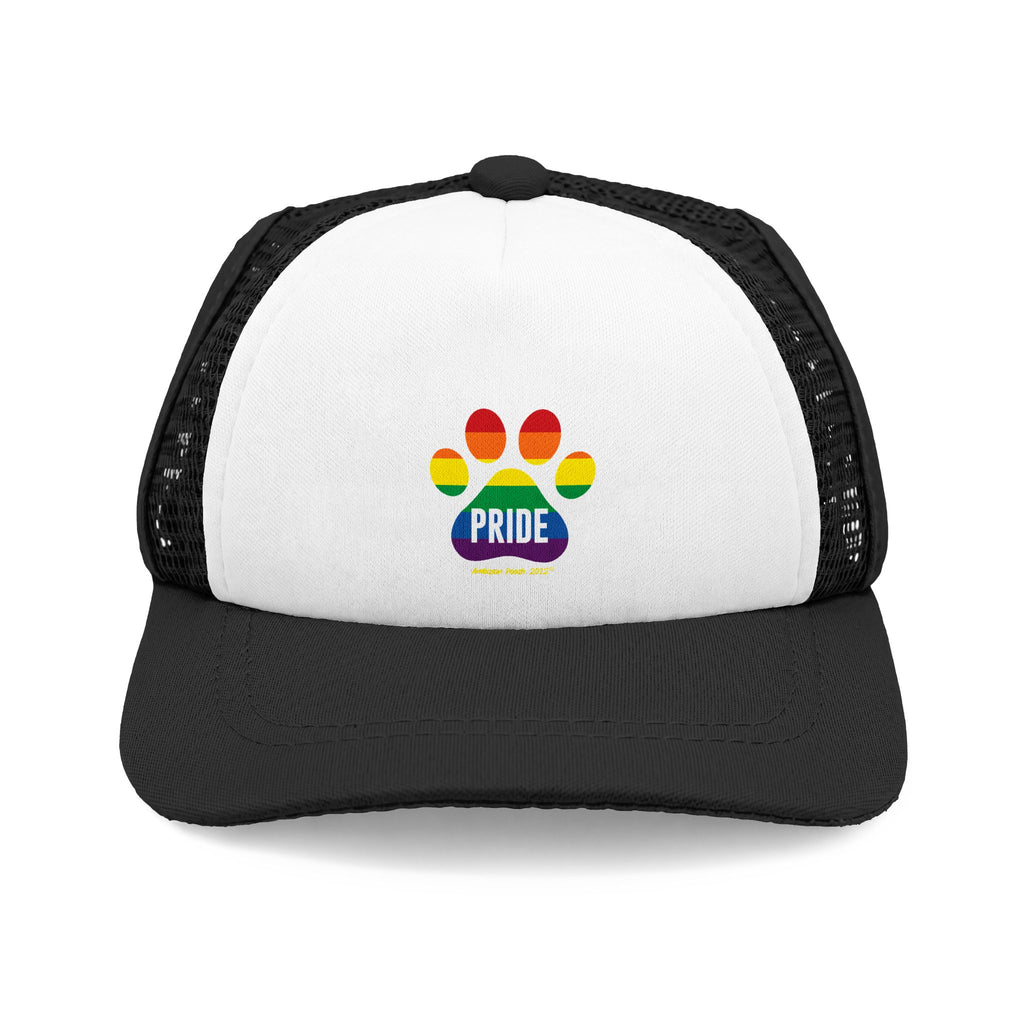 PRIDE Trucker Doggy Hat - Retro Embroidered Foam Cap for Dogs