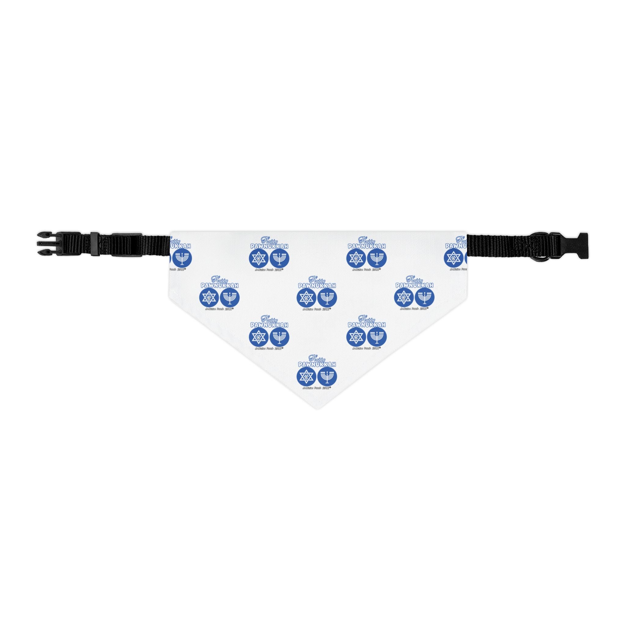 Happy Pawnukkah Doggie Bandana Collar - White