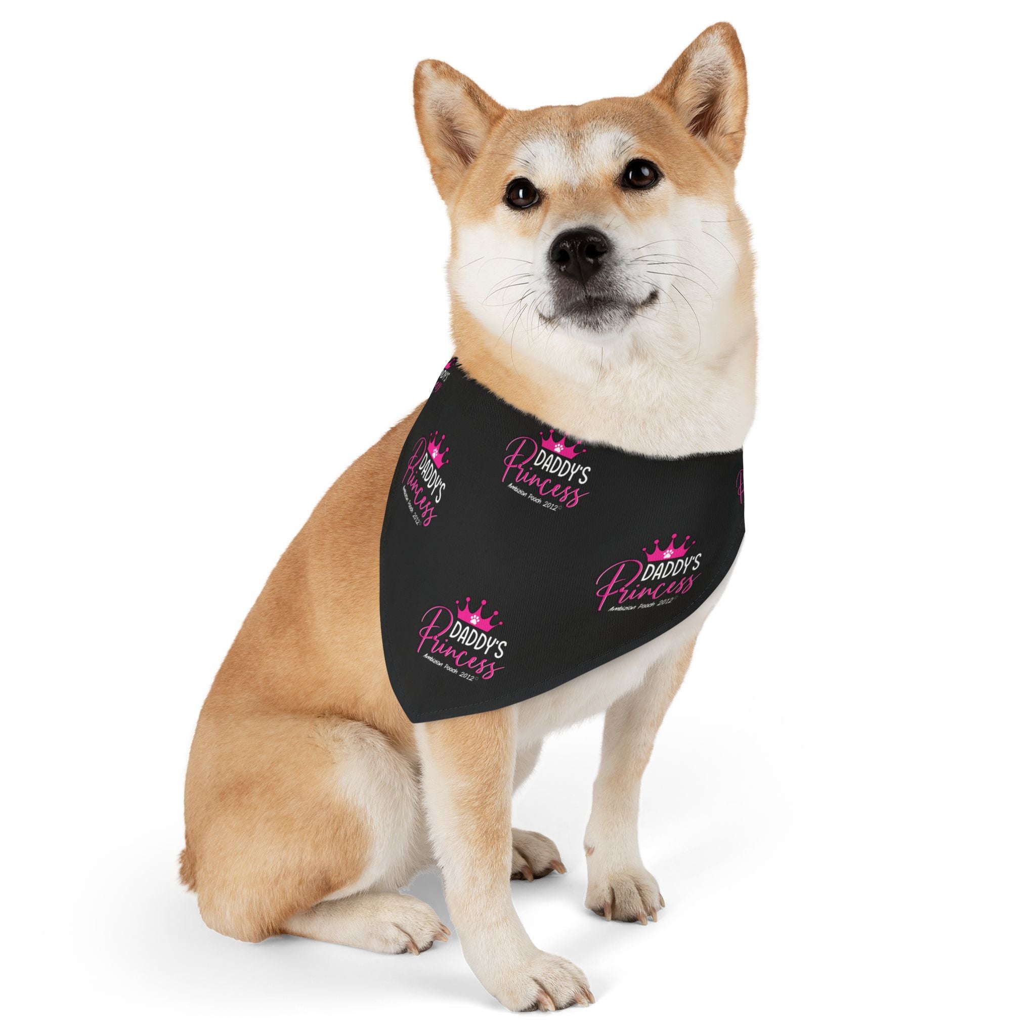 Daddy's Princess Pet Bandana Collar Black