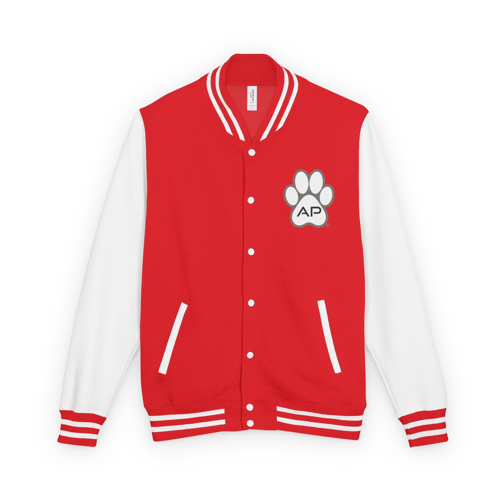 Dog Mom Paw Print Embroidered Varsity Jacket