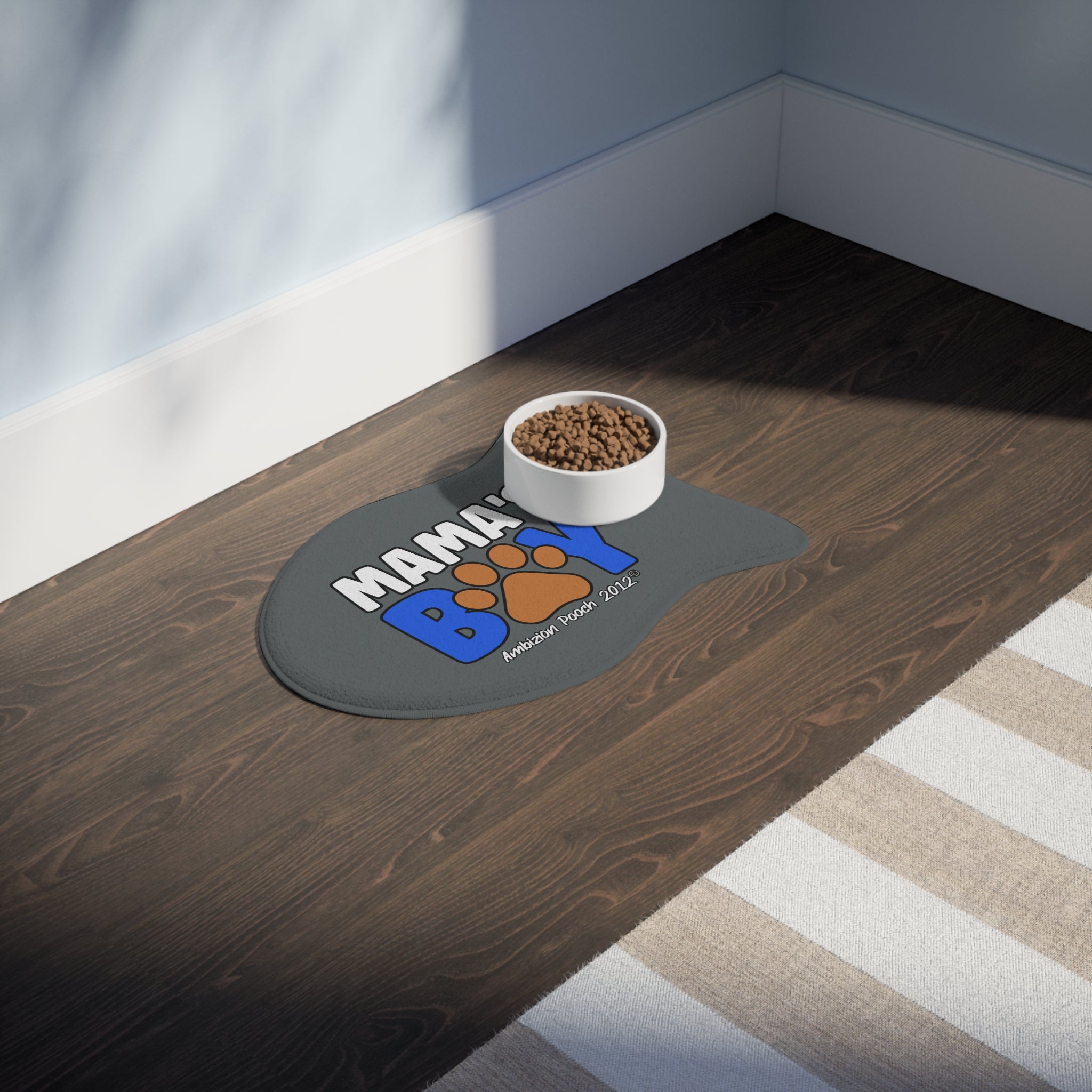 Mama's Boy Pet Feeding Mat Grey