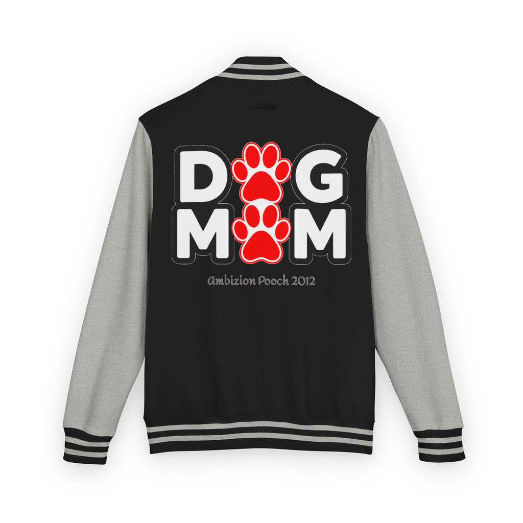 Dog Mom Paw Print Embroidered Varsity Jacket