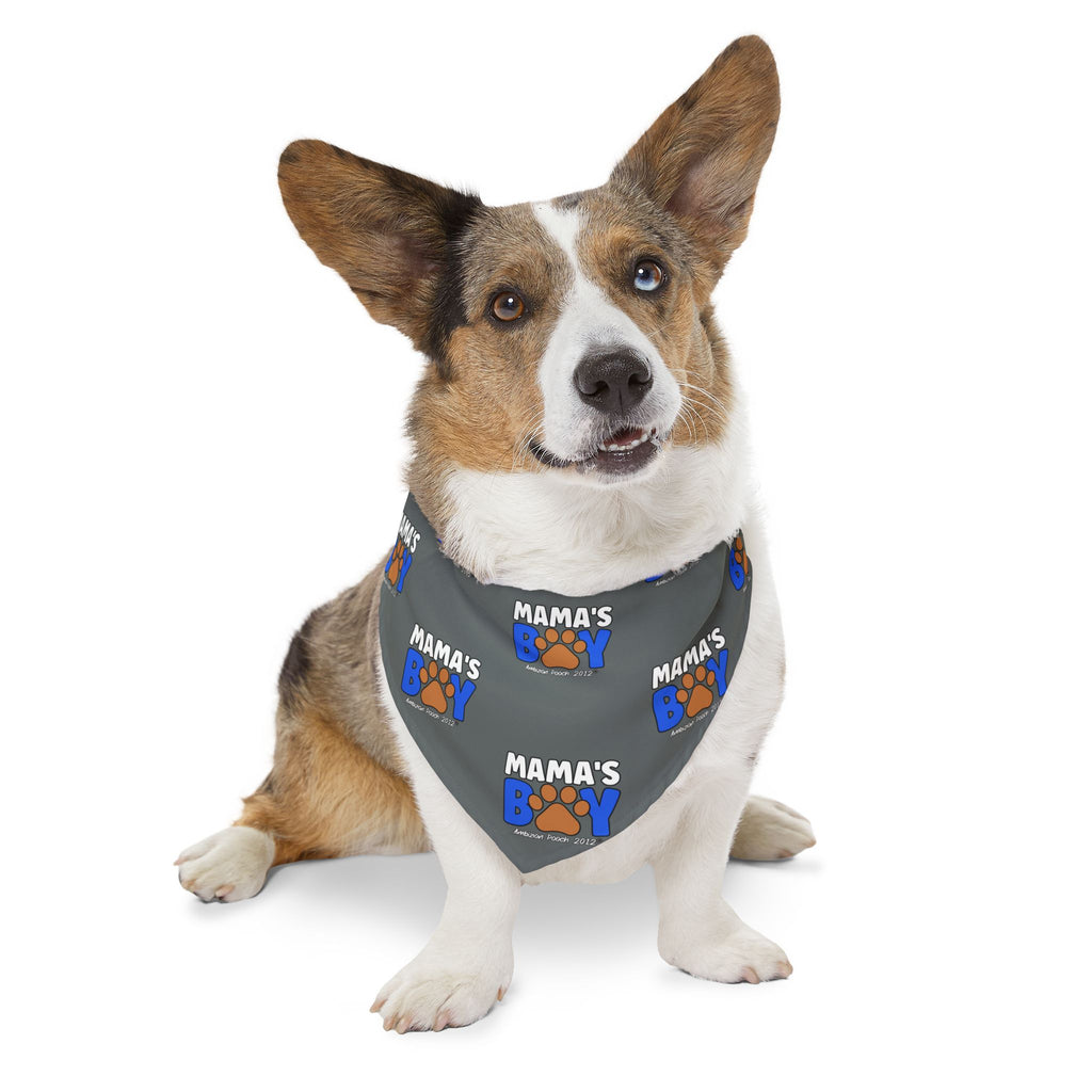 Mama's Boy Pet Bandana Collar Dark Grey