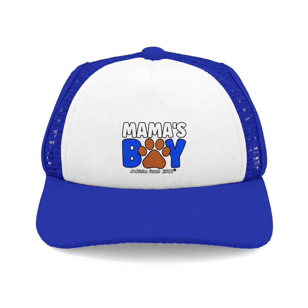 Mama's Boy Trucker Doggy Hat - Retro Embroidered Foam Cap for Dogs