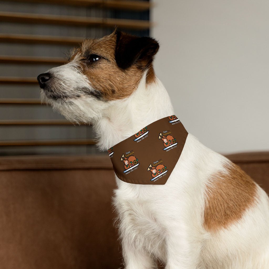 Thanksgiving Doggie Bandana Collar - Brown