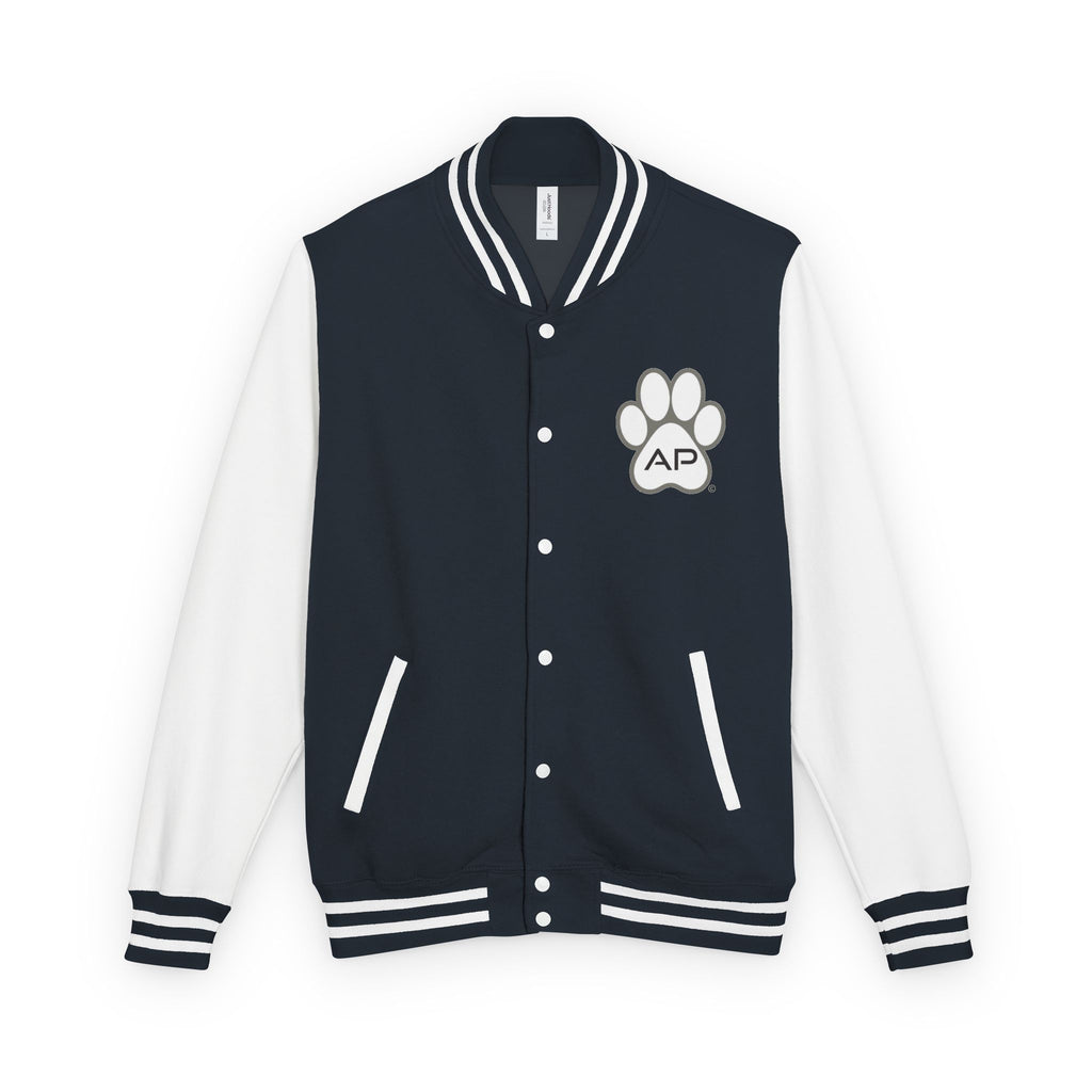 Dog Mom Paw Print Embroidered Varsity Jacket