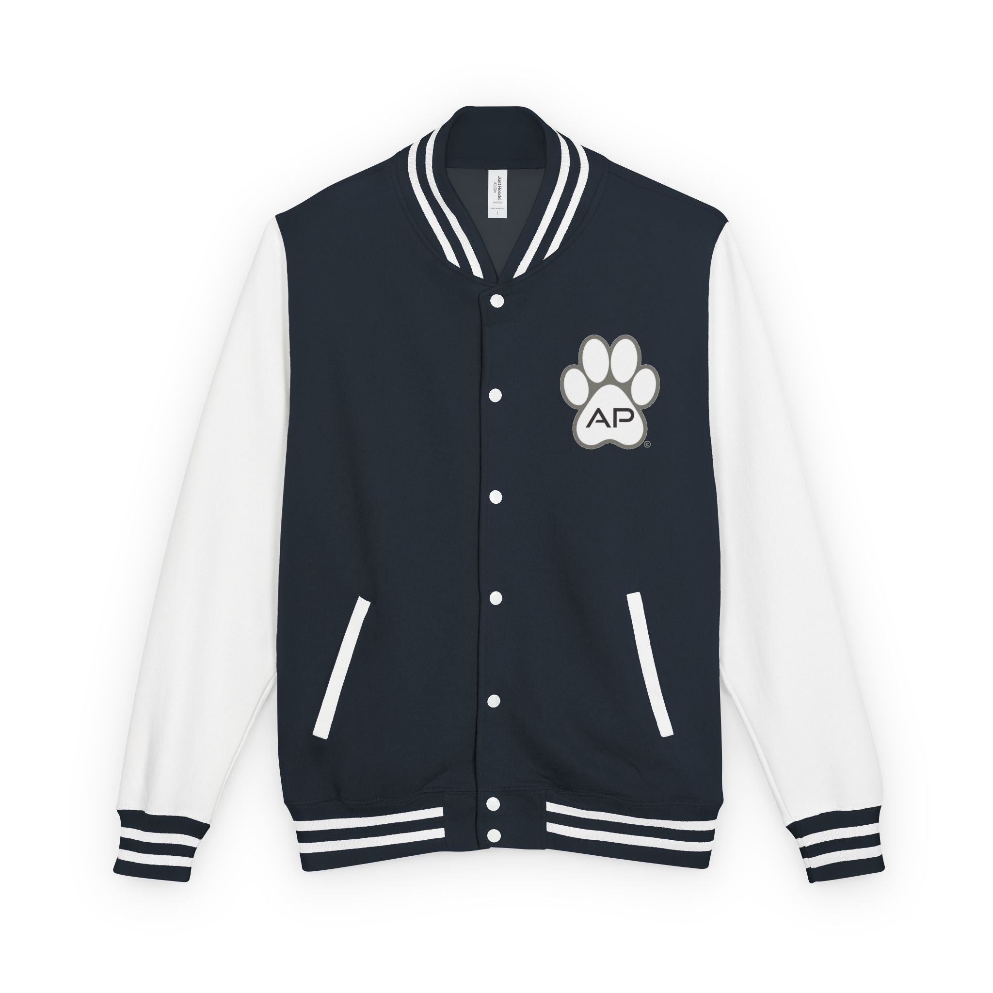 Dog Mom Paw Print Embroidered Varsity Jacket