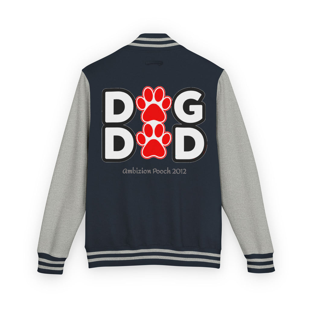 Dog Dad Paw Print Embroidered Varsity Jacket