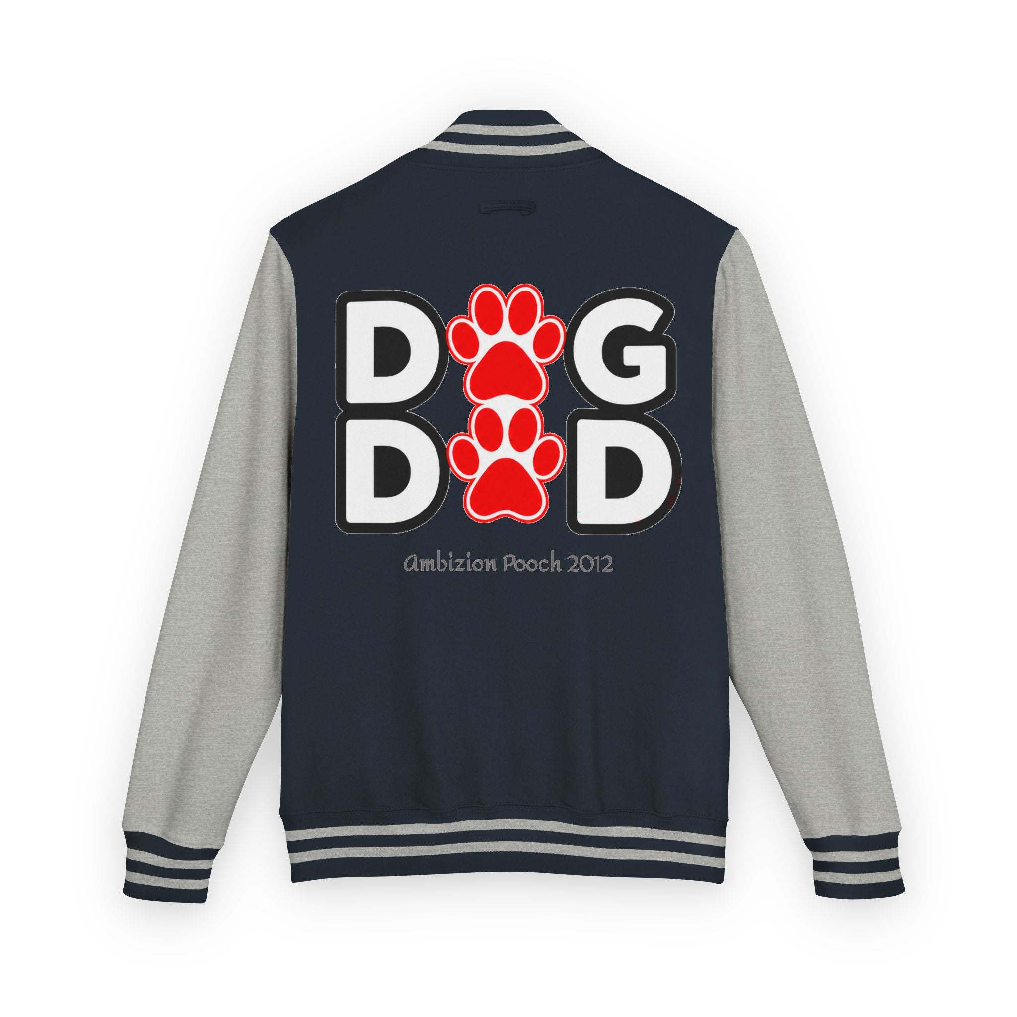 Dog Dad Paw Print Embroidered Varsity Jacket