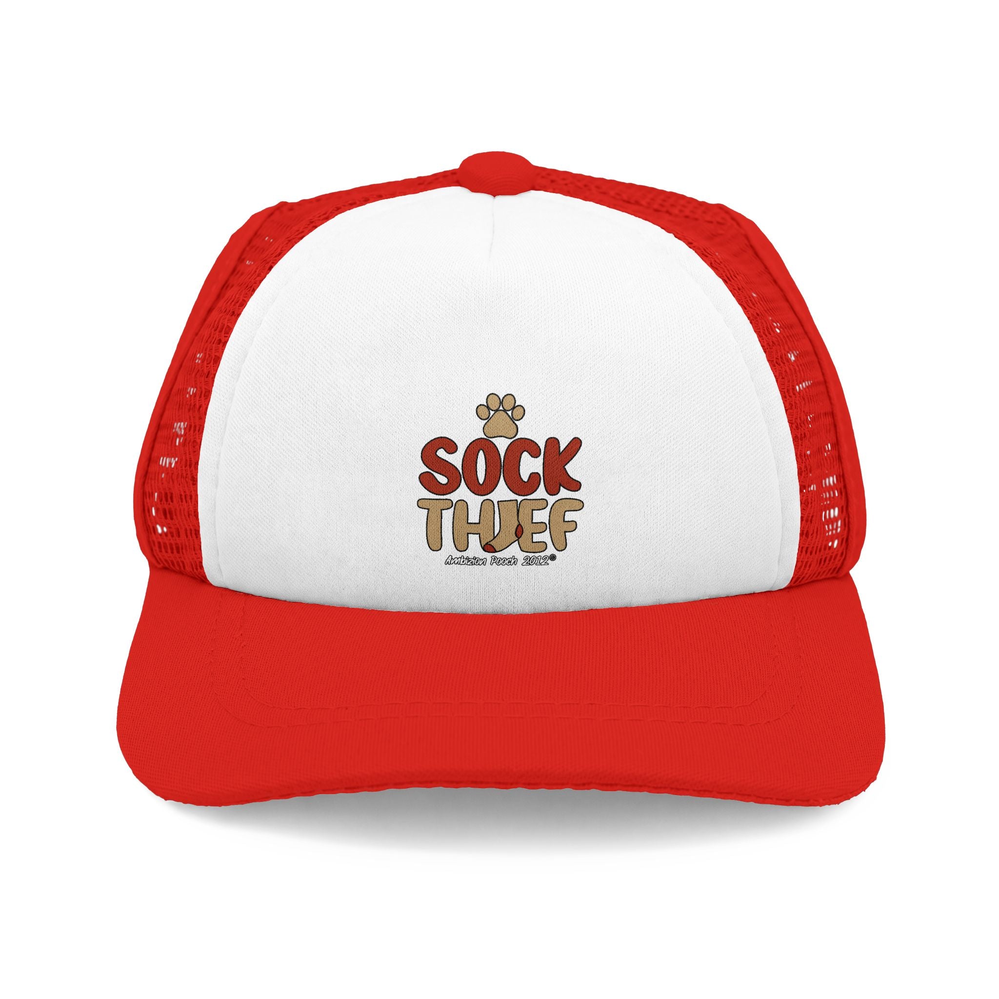 Sock Thief Trucker Doggy Hat - Retro Embroidered Foam Cap for Dogs