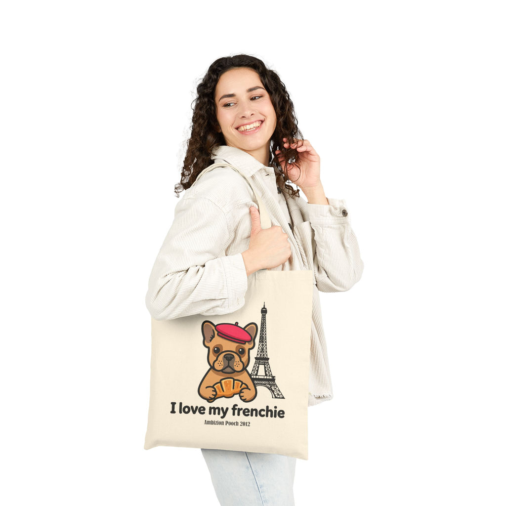 I Love My Frenchie Cotton Canvas Tote Bag