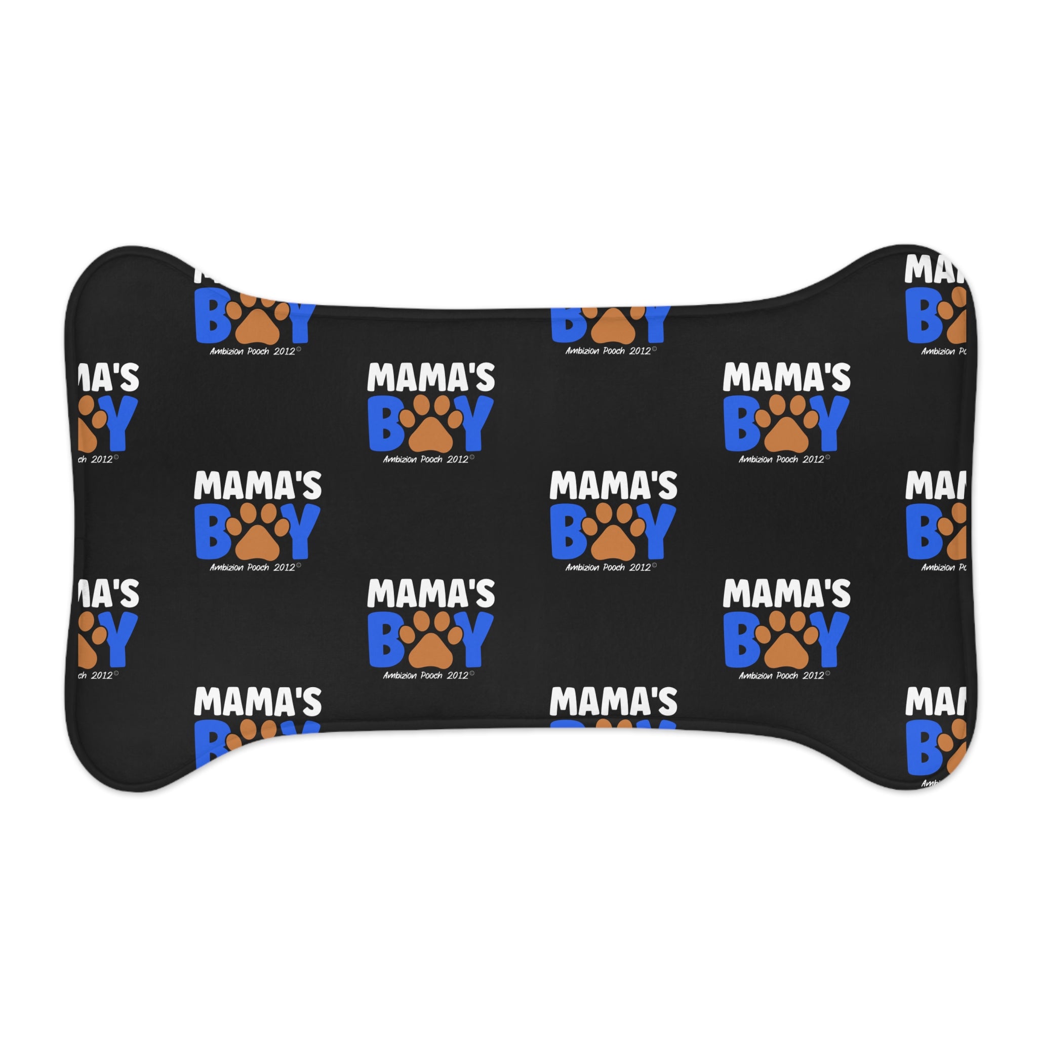 Mama's Boy Monogram Pet Feeding Mat Black