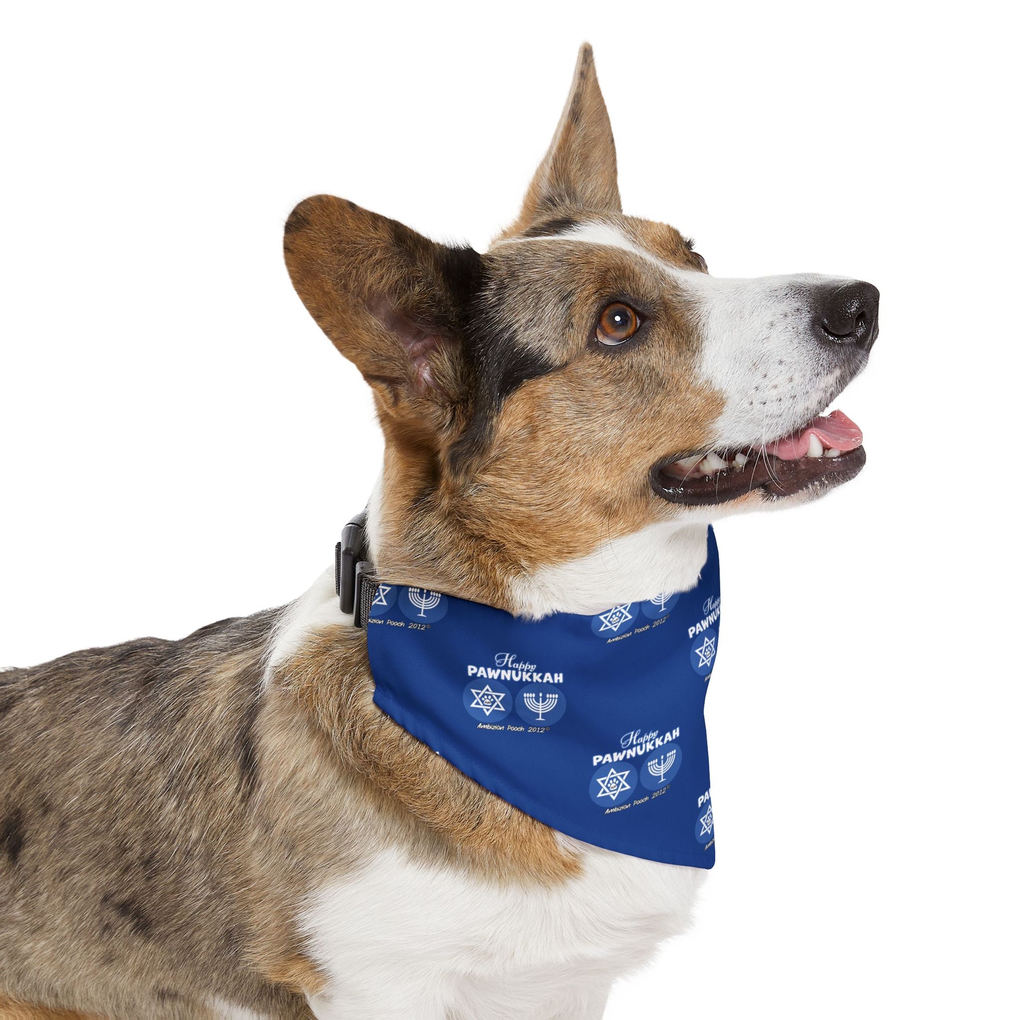 Happy Pawnukkah Doggie Bandana Collar - Blue