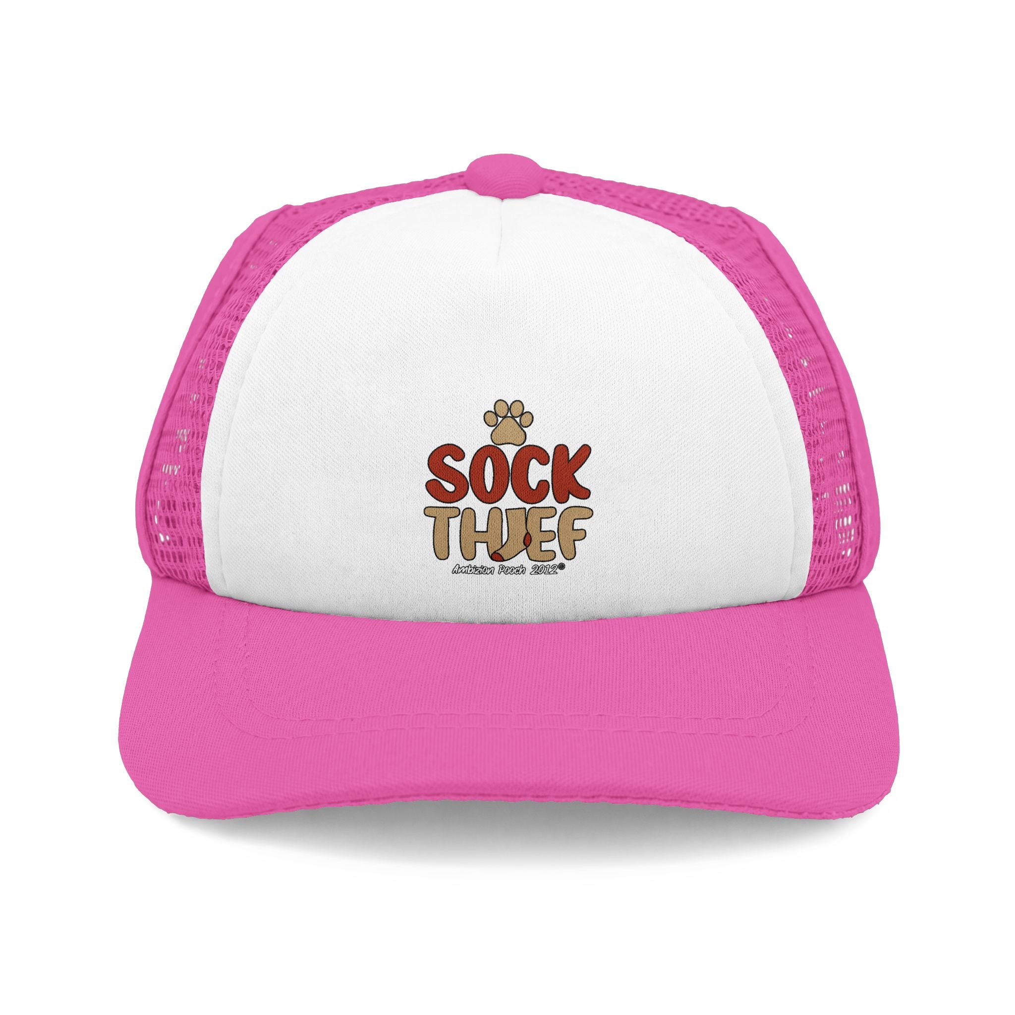 Sock Thief Trucker Doggy Hat - Retro Embroidered Foam Cap for Dogs