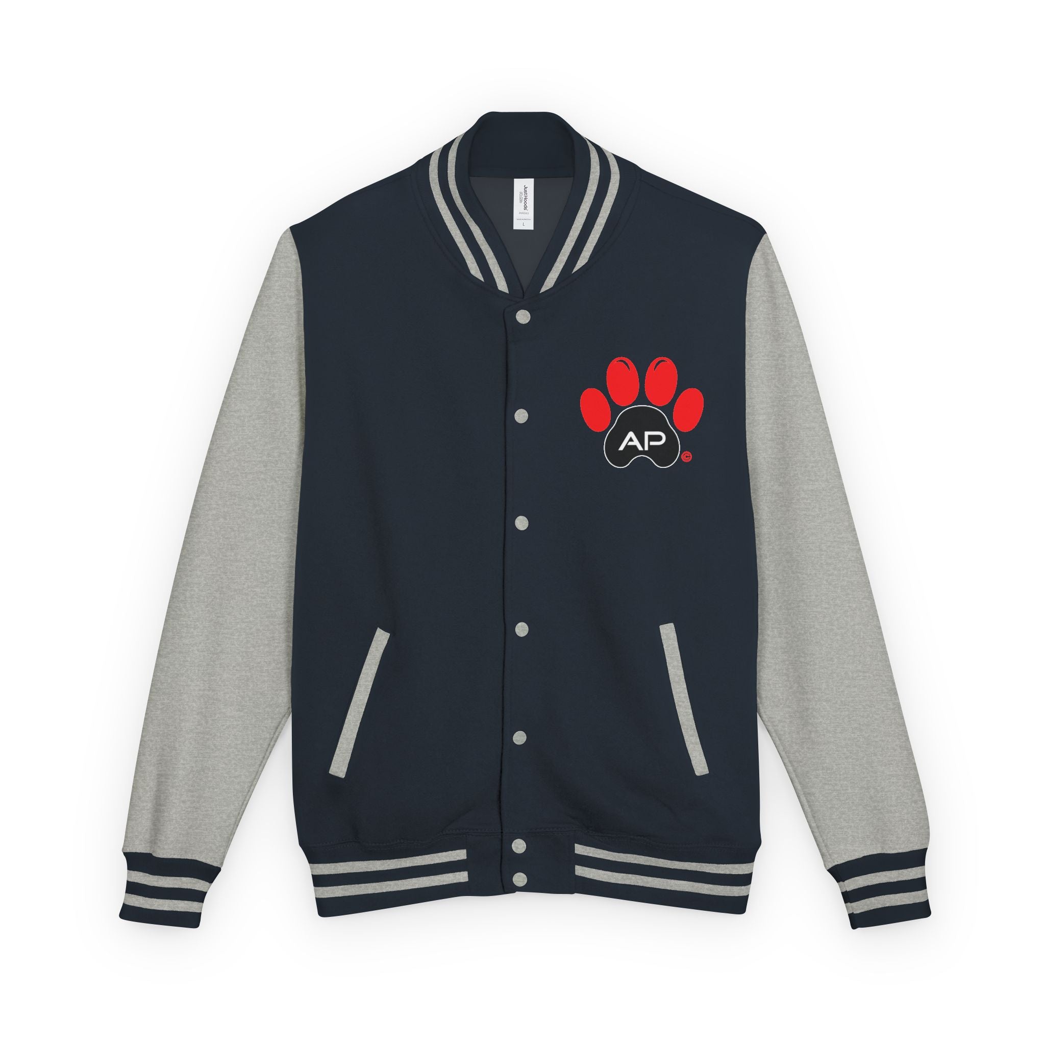 Dog Dad Paw Print Embroidered Varsity Jacket