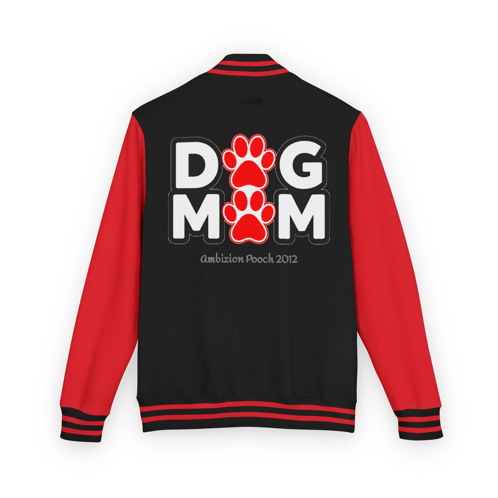 Dog Mom Paw Print Embroidered Varsity Jacket