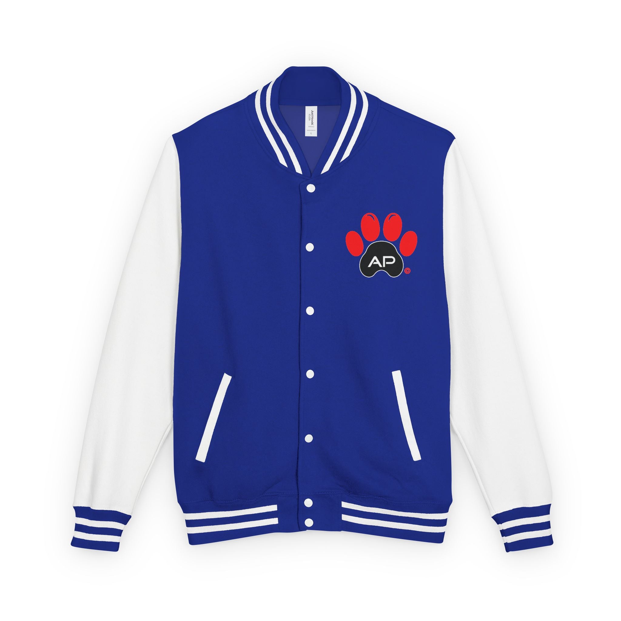 Dog Mom Paw Print Embroidered Varsity Jacket