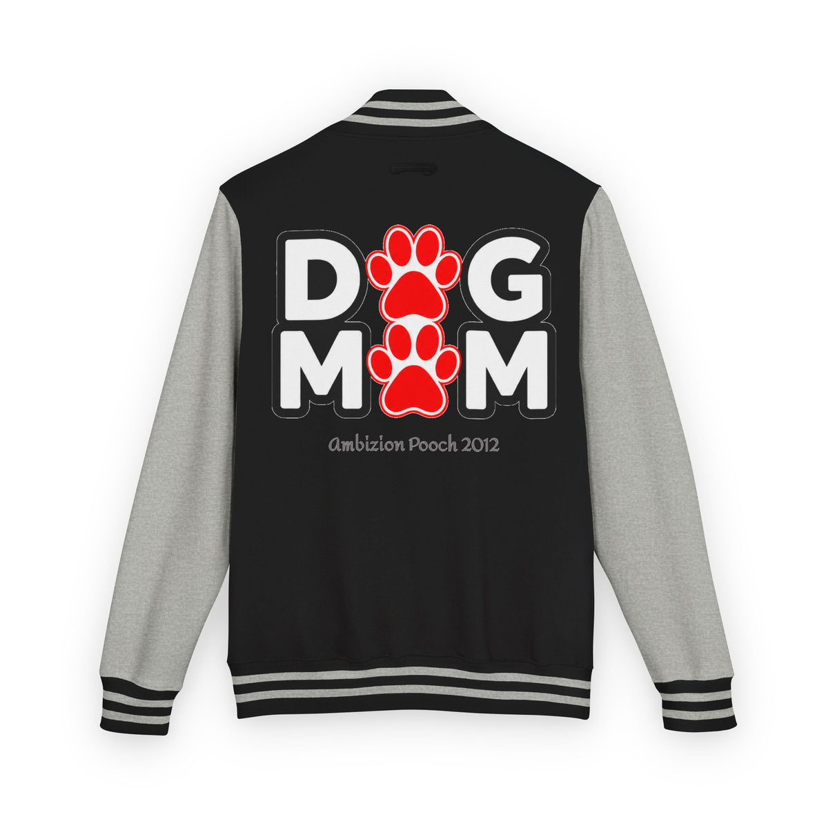 Dog Mom Paw Print Embroidered Varsity Jacket